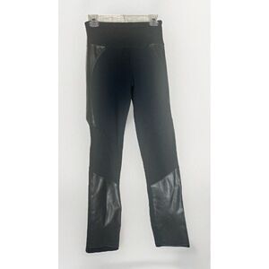 SPANX Black Leggings with Leather Accents